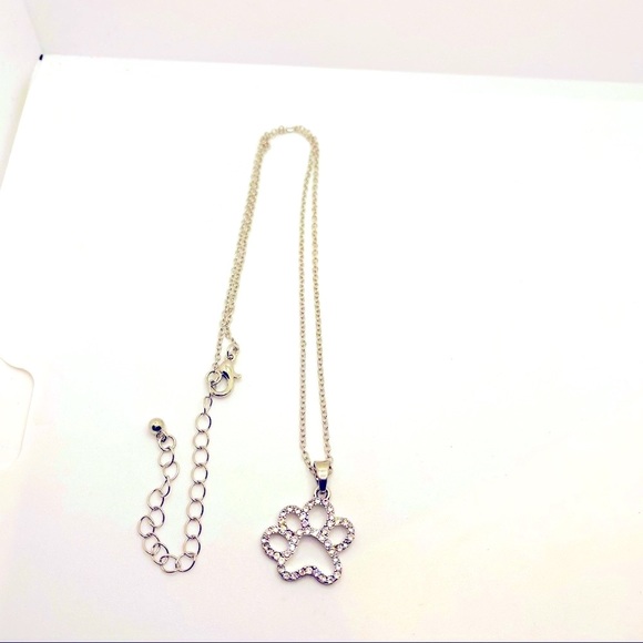 Necklace Paw Print in Rhinestones ! ADORABLE ! - Picture 14 of 15